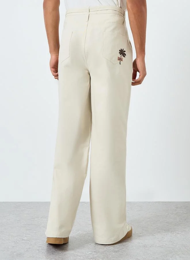 Styli Beige Men Beige Wide Leg Trousers for Men | Best Price UAE